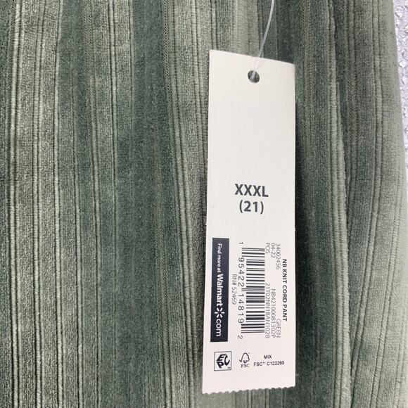 NWT No Boundaries NoBo Sz XXXL 21 Green Velour Ribbed Pull On Pants Joggers - Picture 4 of 8
